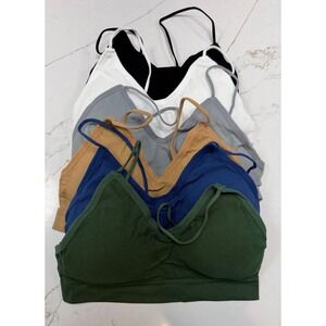 Womens Ribbed Seamless Bralette Bra Pack 6 Colors Size M NEW
